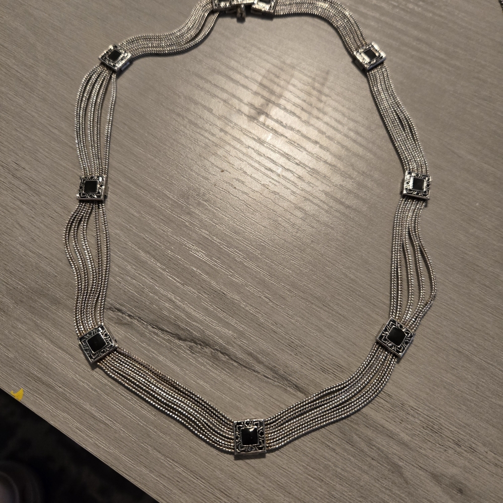 Elegant Silver and Black Necklace